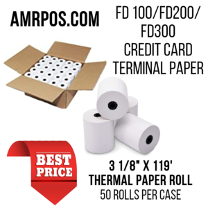 3 1/8" x 119' FT 50 ROLLS THERMAL RECEIPT PAPER SAME DAY FREE SHIPPING FD 100 